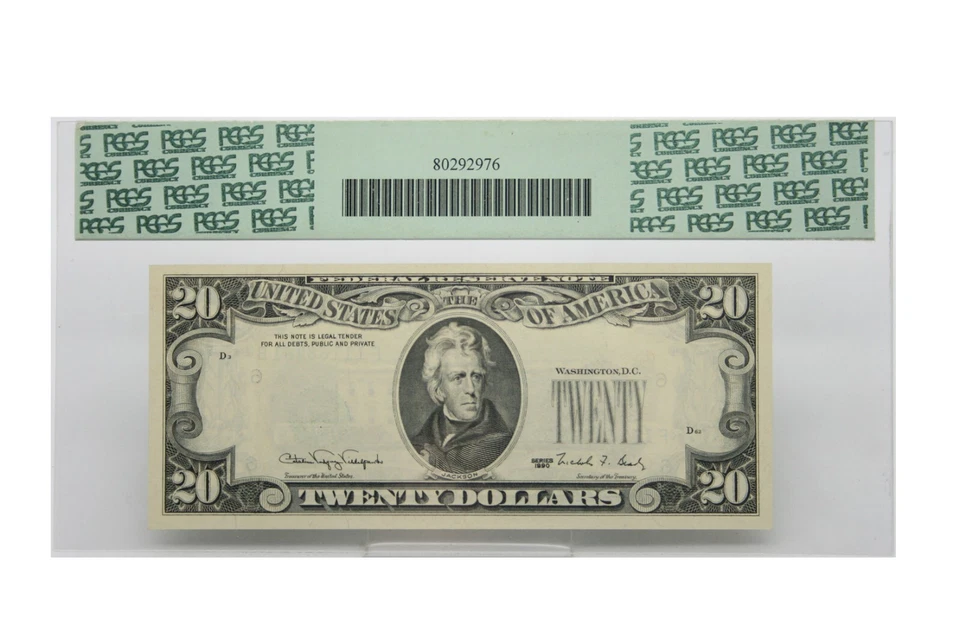 1990 $20 Federal Reserve Note Overprint On Back Fr#2077-F PCGS Gem New 66PPQ - Image 2 of 2