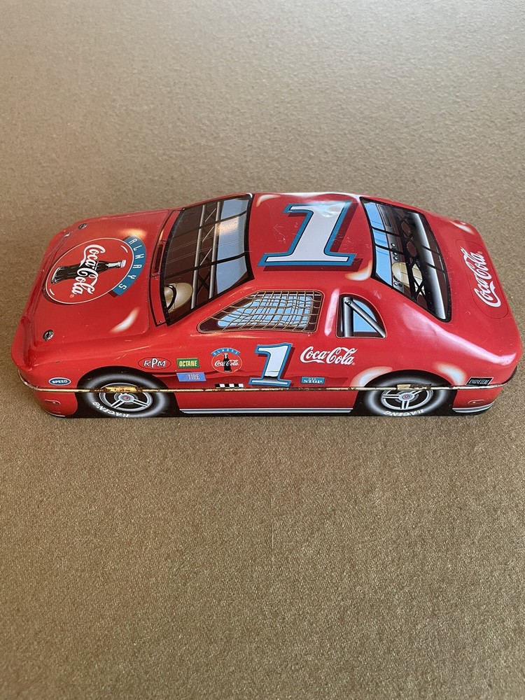 Coca Cola Race Car Metal Tin Box Container 7.5” X 3.5” X 3” Used