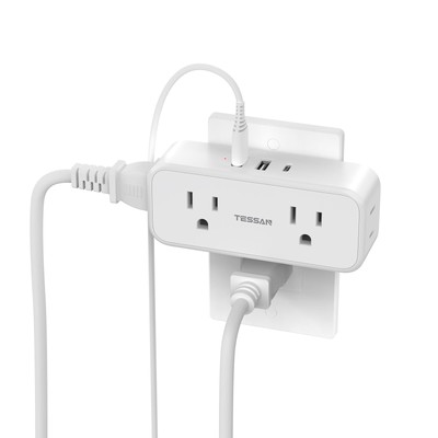 Outlet Extender Surge Protector TESSAN Multi Plug Splitter with 4 Electrical ...