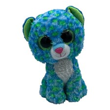Ty Beanie Boos LEONA the Green Spotted Blue Leopard 6 Inches Tall