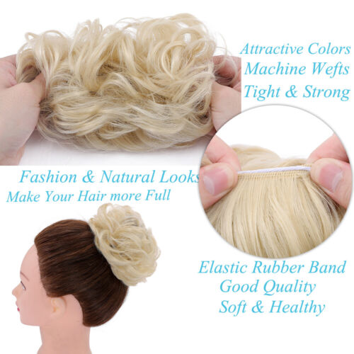30g-45g Large THICK Curly Messy Scrunchie Bun Updo Wrap on Pony Hair Extensions - Picture 6 of 58