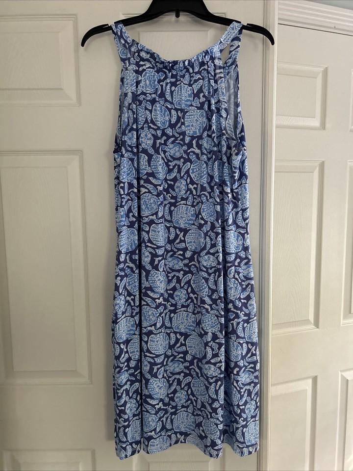 Banana Boat Sleeveless Sun Dress Blue Turtle Print Size XXL(Fits Size14
