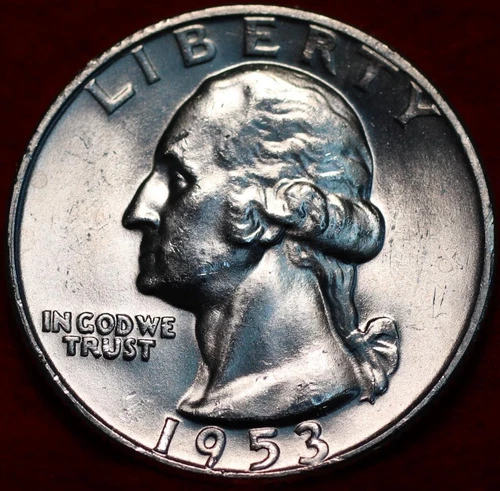 🇺🇸 Uncirculated 1953-D Denver Mint Silver Washington Quarter USA