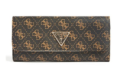GUESS LAUREL Continental Pouch Brown Logo, Damen-Geldbörse Portemonnaie Wallet