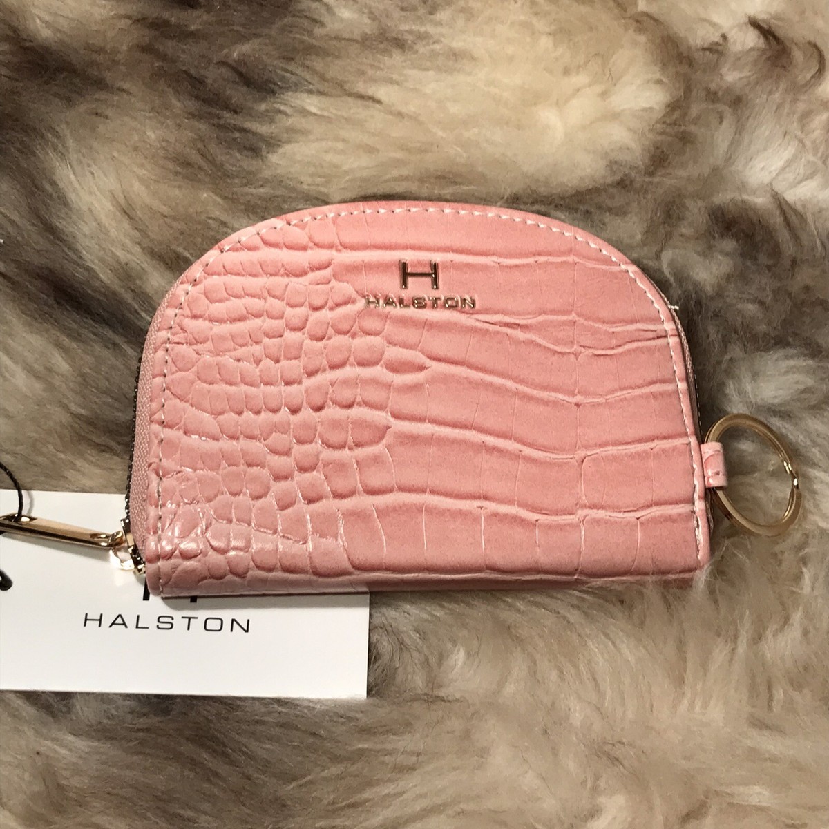 NWT Halston Curved Card Case Wallet - Pretty Pink | eBay