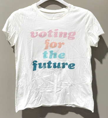 Grayson Threads Women XXL Distressed Screen VOTING FOR THE FUTURE Off White Tee