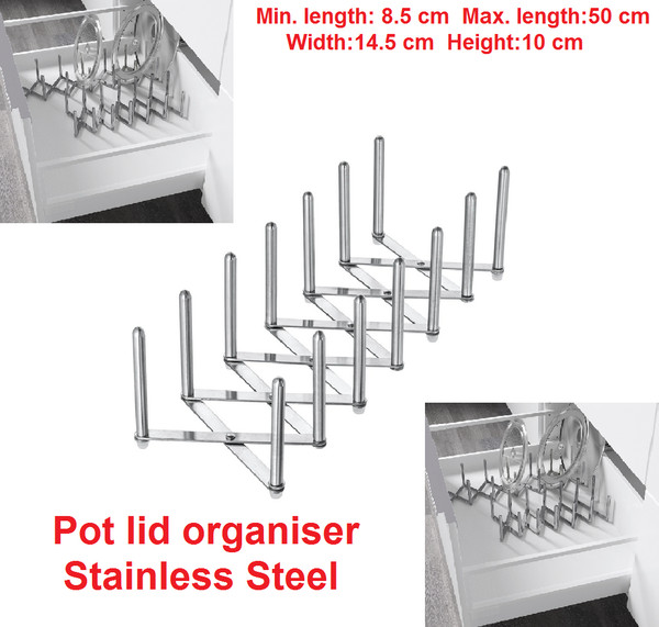 2 x Ikea VARIERA Acero Inoxidable Olla Tapa Soporte Estante Organizador 10x14,5 cm