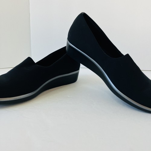 SAS Bliss Women’s 7 M Black Stretch Fabric Slip-on Low Wedge Loafer Shoe - Picture 5 of 7