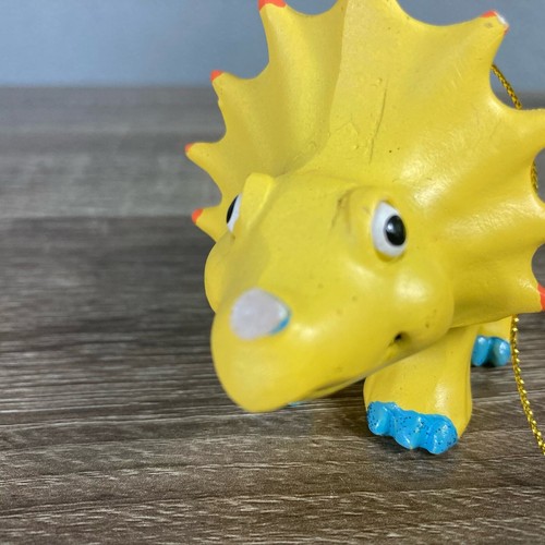 Set of 3 Yellow Dinosaur Christmas Ornaments with Glitter Accents - Picture 8 of 9