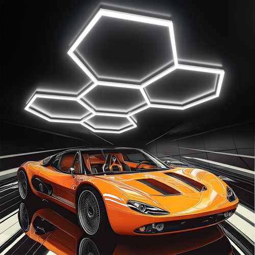 5x Hexagon LED Lampe Röhren Werkstatt Garage Wand Decken Leuchte Beleuchtung - Bild 8 von 11