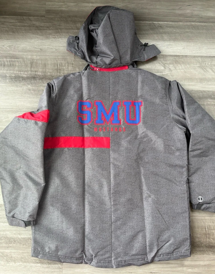 Abrigo Parka Holloway SMU Mustangs Gris Talla XL Nuevo Con Capucha Cremallera Metodista del Sur Foto 2 de 4