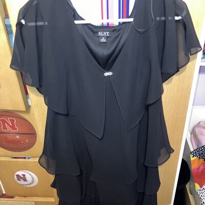 Women's Macy's SLNY Black, 16 Ruffle, Dressy, Sparkle Dress-worn Only A Few X's | eBay Women's Macy's SLNY Black, 16 Ruffle, Dressy, Sparkle Dress-worn Only A Few X's | eBay