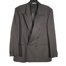 M&S Dinner Suit  Tuxedo Double Breasted Black Wool Blend 42 R W36 L29