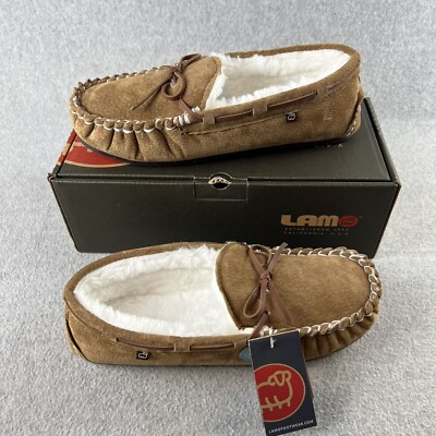 Lamo Suede Moccasins Slippers Faux Fur Lining Chestnut Womens 10 Cozy Comfort
