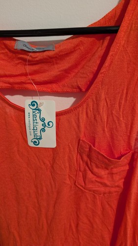 Camiseta sin mangas para mujer, con bolsillo, naranja, talla L, Cherry Mellow, Vestique.com - Imagen 2 de 6