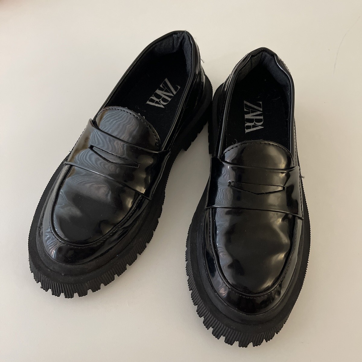 Zara Kids 29 Black Patent Leather Loafers | eBay