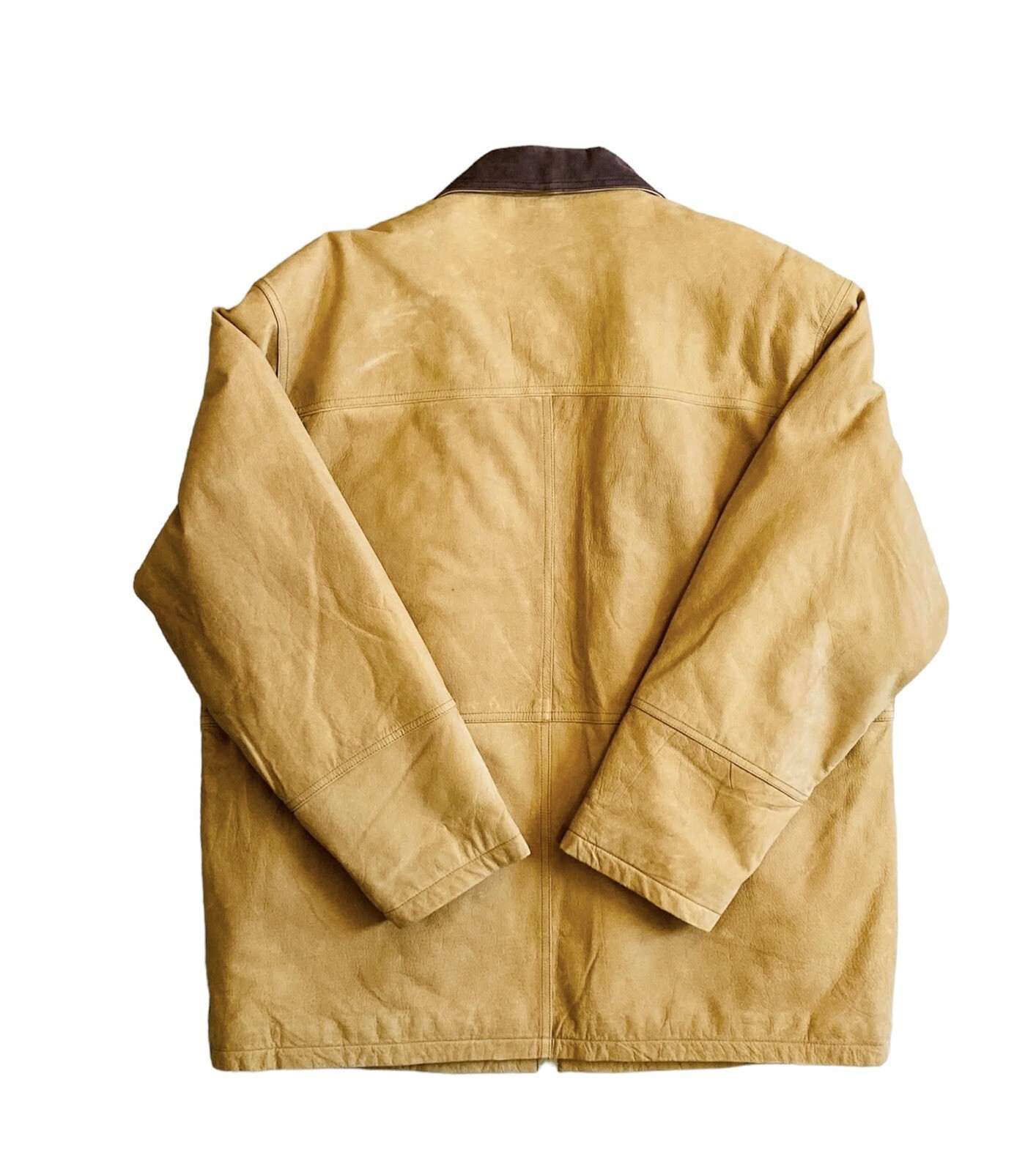 Vintage 90s L NWOT RARE Bud Light Tan Shearling Leather Jacket Full Zip Coat image 2