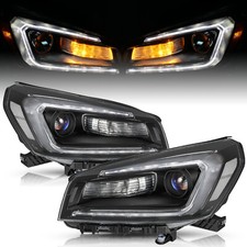 For 2013-2016 GMC Acadia Halogen Projector Black Headlights Headlamps Assembly