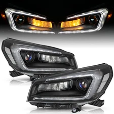 For 2013-2016 GMC Acadia Halogen Projector Black Headlights Headlamps Assembly
