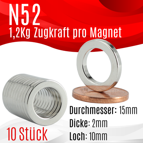 Magnesy neodymowe N52 Magnesy pierścieniowe Magnes z otworem Pierścień Tarcza Mocny Płaski - Zdjęcie 22 z 40
