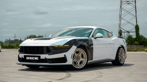 For Ford Mustang 2024 Real Carbon Fiber Front Bumper Hood Side Fenders Cover Kit - Picture 3 of 10