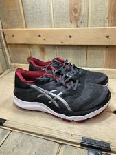 Asics Mens T538N Black Red Running Shoes Sneakers Size 8 EU41.5
