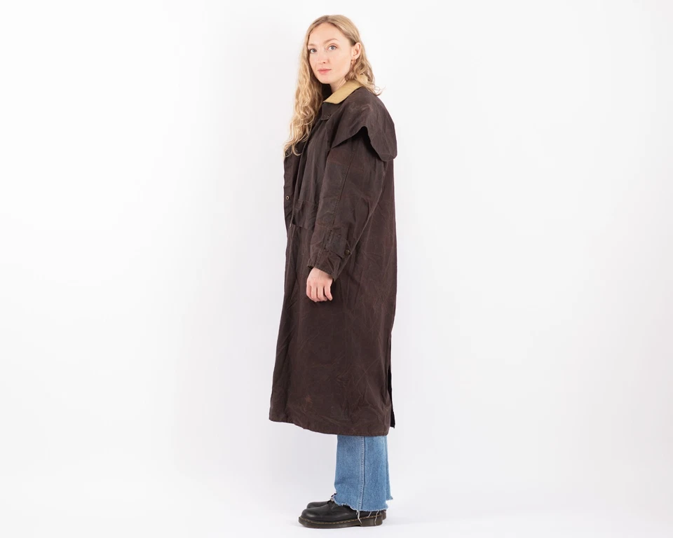 De Colección Driza-Bone Largo De Lujo Equitación Gabardina Plumero Talla S Lona Encerada Piel Ólea Foto 2 de 4