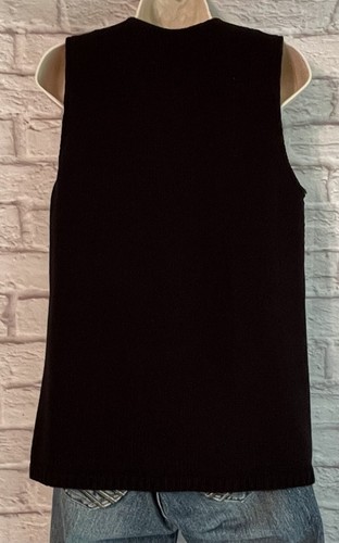 Adrianna Papell Vest sz Small Black Faux Persian Lamb Textured Hidden Snap Front - Picture 7 of 9