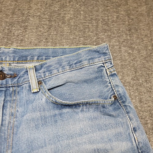 Levis Jeans Mens 34x30 Blue 505 Light Wash Regular Straight Denim Distressed - Picture 5 of 19