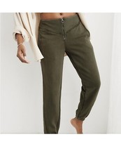 Aerie front zipper green joggers XS