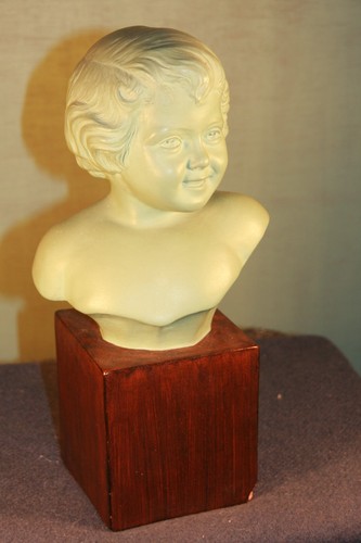 Terrakotta Skulptur Kinderkopf signiert Plisnier ** - Bild 1 von 9