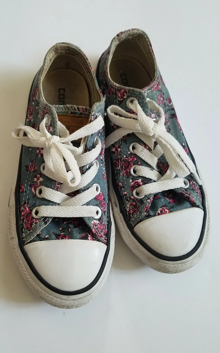 Scarpa da tennis bambina Converse All Star floreale denim taglia US 12 usata
