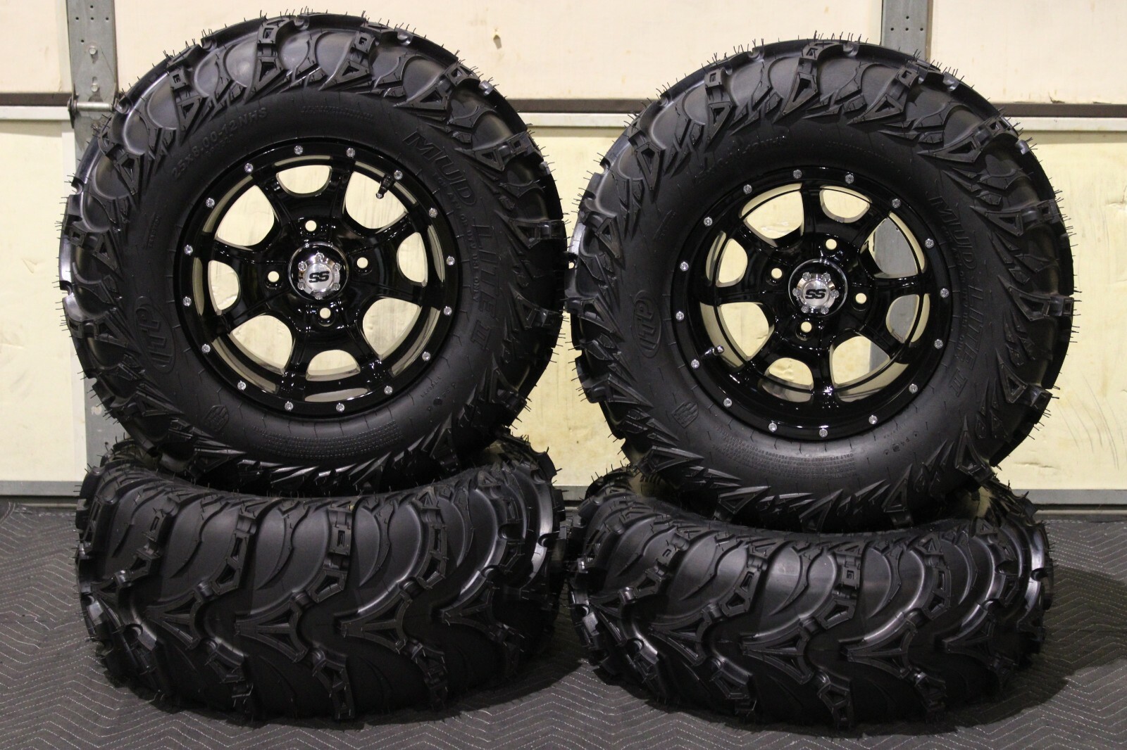 RANCHER 420 SRA 25" USA ITP MUD LITE II ATV TIRE & COBRA BLK WHEEL KIT
