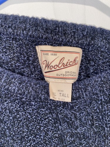 Woolrich dunkelblau schwer gestrickter blau gesprenkelter Freizeitpullover XL langarm - Bild 4 von 5