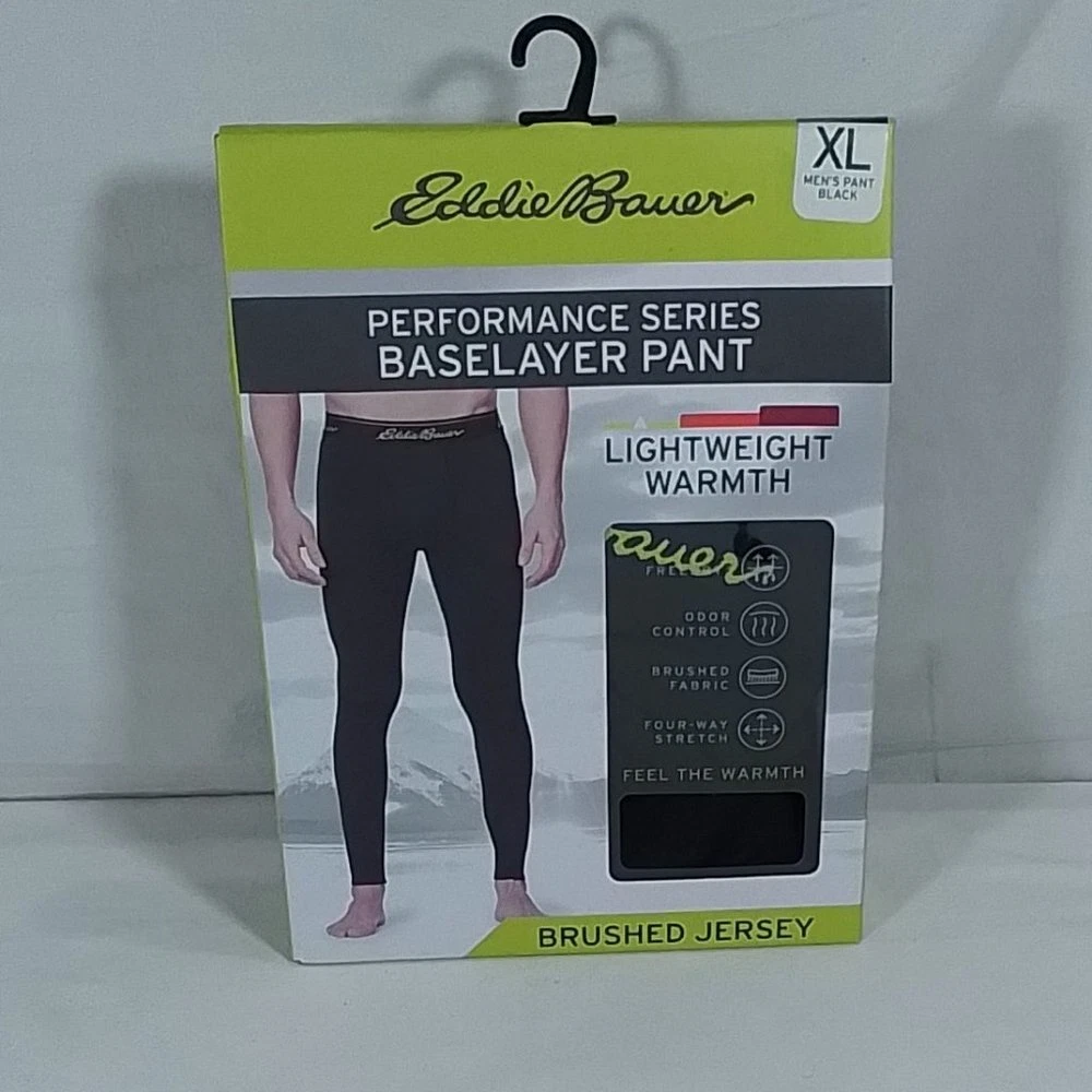 Men's Eddie Bauer Performance Series Baselayer Pant-Black-Size XL-NIB-Free Ship!