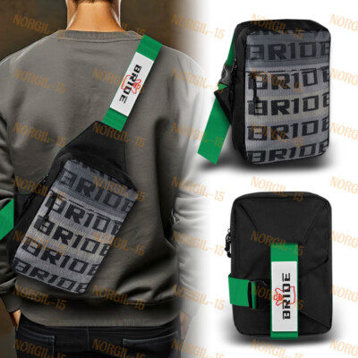 JDM Gradation Crossbody Shoulder Bride Racing Bag With Green Straps Backpack New