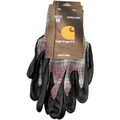 Carhartt Gloves Nitrile Grip Women's Size Large All Purpose Gloves Plaid 