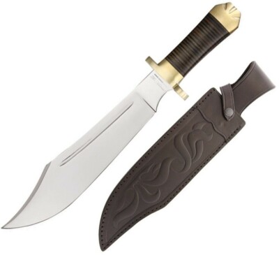 Down Under The Mistress Fixed Knife 13'' 440C Steel Blade Stacked Leather Handle