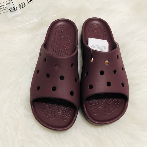 Crocs Women's Platform Slide Sandals Size 11 Dark Cherry Slip On Open Toe NEW - Picture 2 of 11