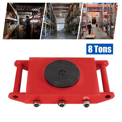8T Red Heavy Duty Machine Dolly Skate 360 Machinery Roller Mover Cargo Trolley