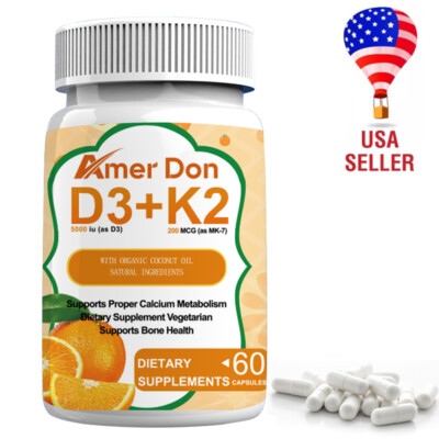 Vitamin D3 5000IU + K2 MK7 200mcg Tabs - Bone Joint Immune Support 60ct
