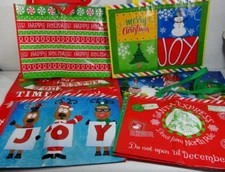 6 Christmas Plastic Reusable Tote Bags for Gifts, Presents, Shopping Santa