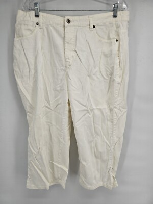 Womens Lee Riveted Ultimate Off White Ivory Pants Size 16 M Capri
