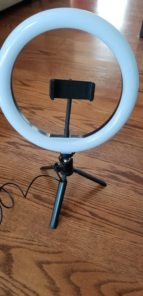 10 " Selfie Photo Ring Light w/ Phone Holder on Tripod, USB Powered, Multi-Color - Image 3 of 4