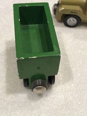 #ad John Deer Farm Truck Hometime Wooden Roadway Cart Green John Deer $8.99