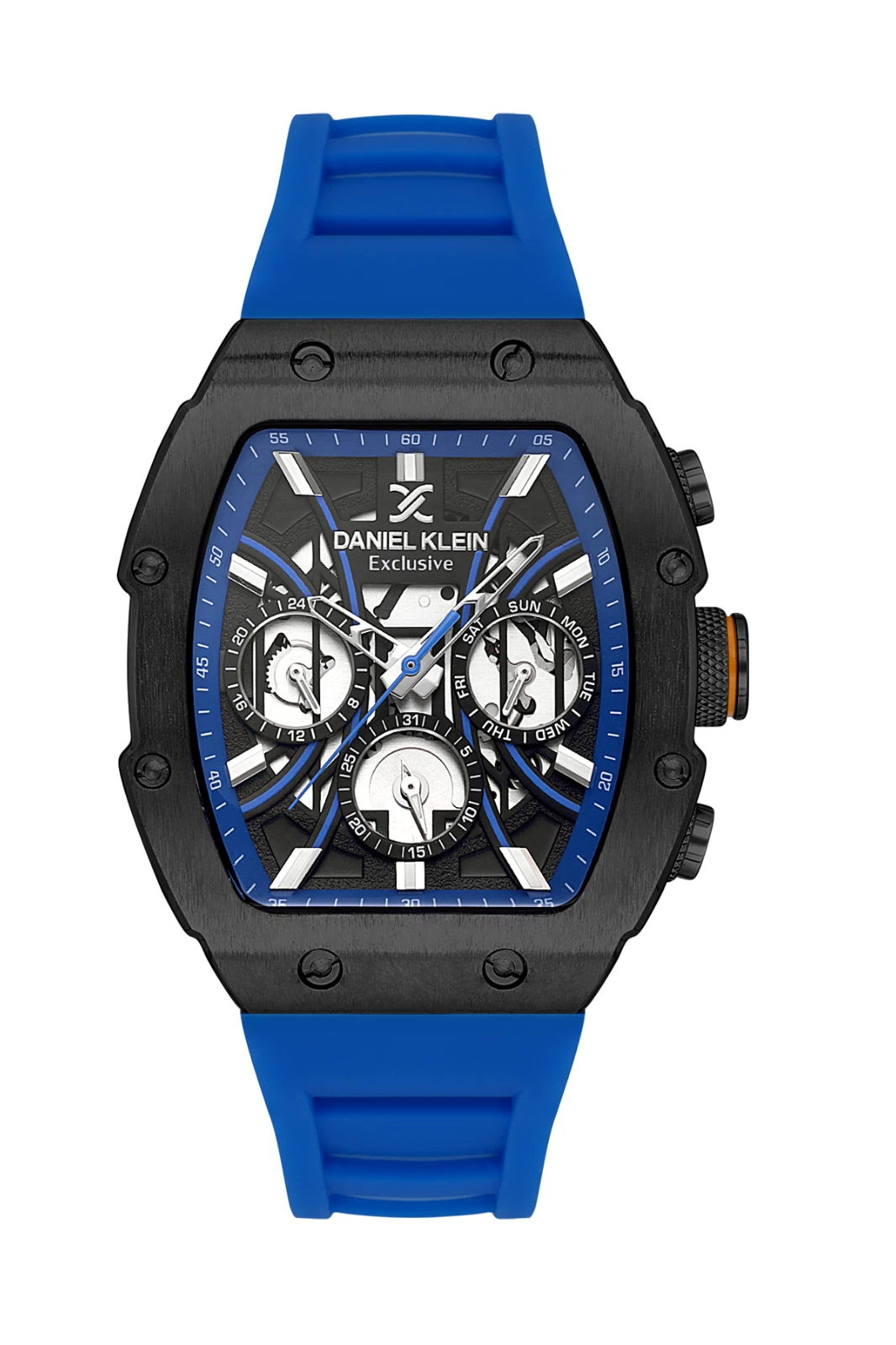 Daniel Klein Exclusive Men Black Dial/Blue Rubber Watch