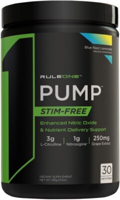 Rule1 Rule One Pump Blue Razz Lemonade  330g / 30 serv 10/26 + Proben