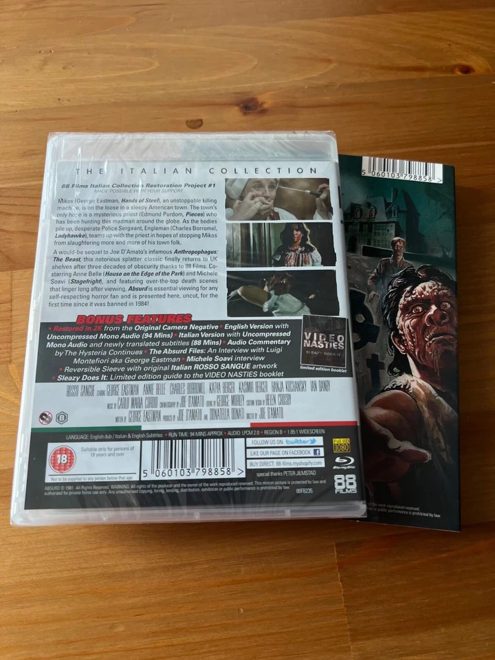Absurd Blu-ray 88 Films The Italian Collection Indiegogo Limited Slipcover - Imagen 3 de 3