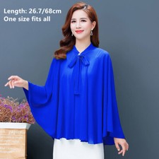 Women Chiffon Shrug Capelet Bowknot Shawl Cover Up Wrap Casual Plus Size
