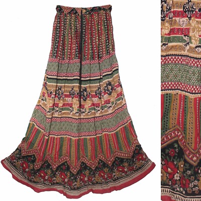 Plus Size XL To 2X Indian Ethnic Hippie Maxi Floral Skirt For Women Boho P118